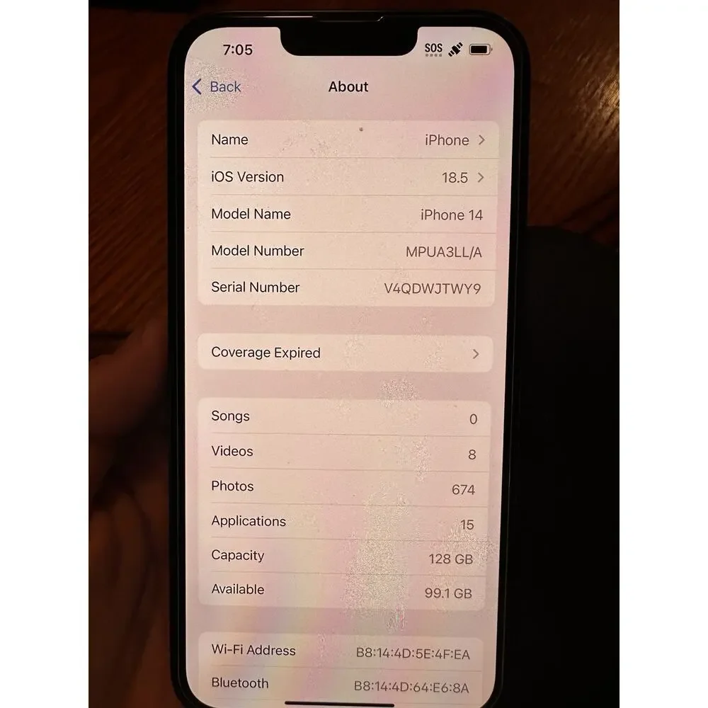 Apple iPhone 14 - 128 GB - Midnight for parts only (Read Description)